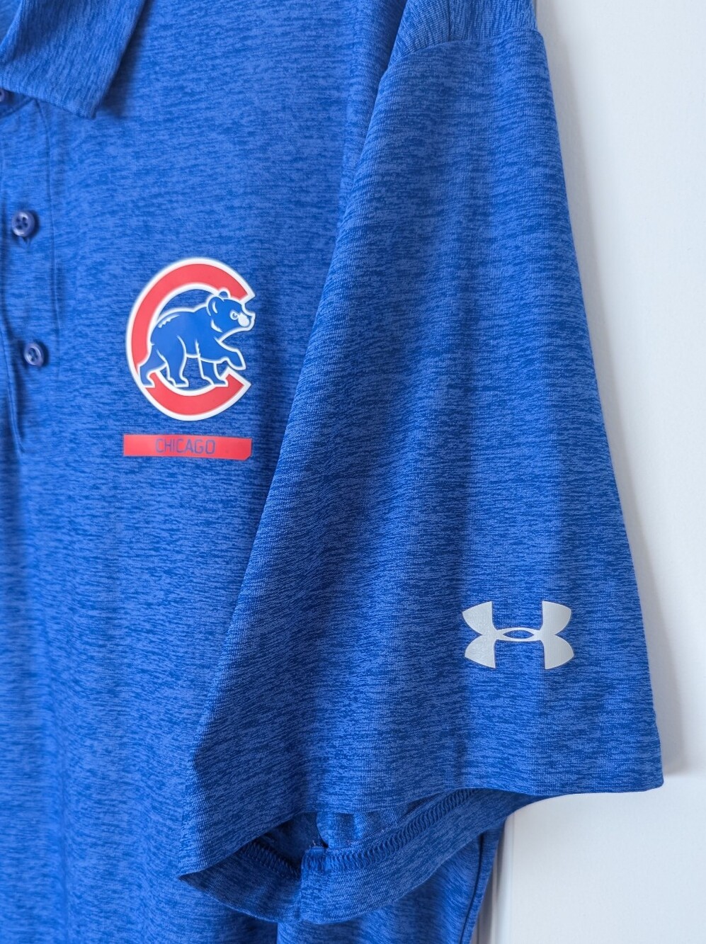 Under Armour Men's CHICAGO CUBS MLB HeatGear Blue Heathered Loose Polo Sz XXL - Picture 5 of 9